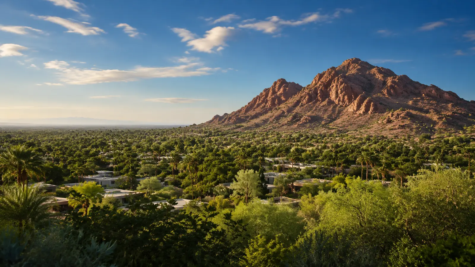 Camelback East Village–inspired Arizona streetscape used as a visit-planning image