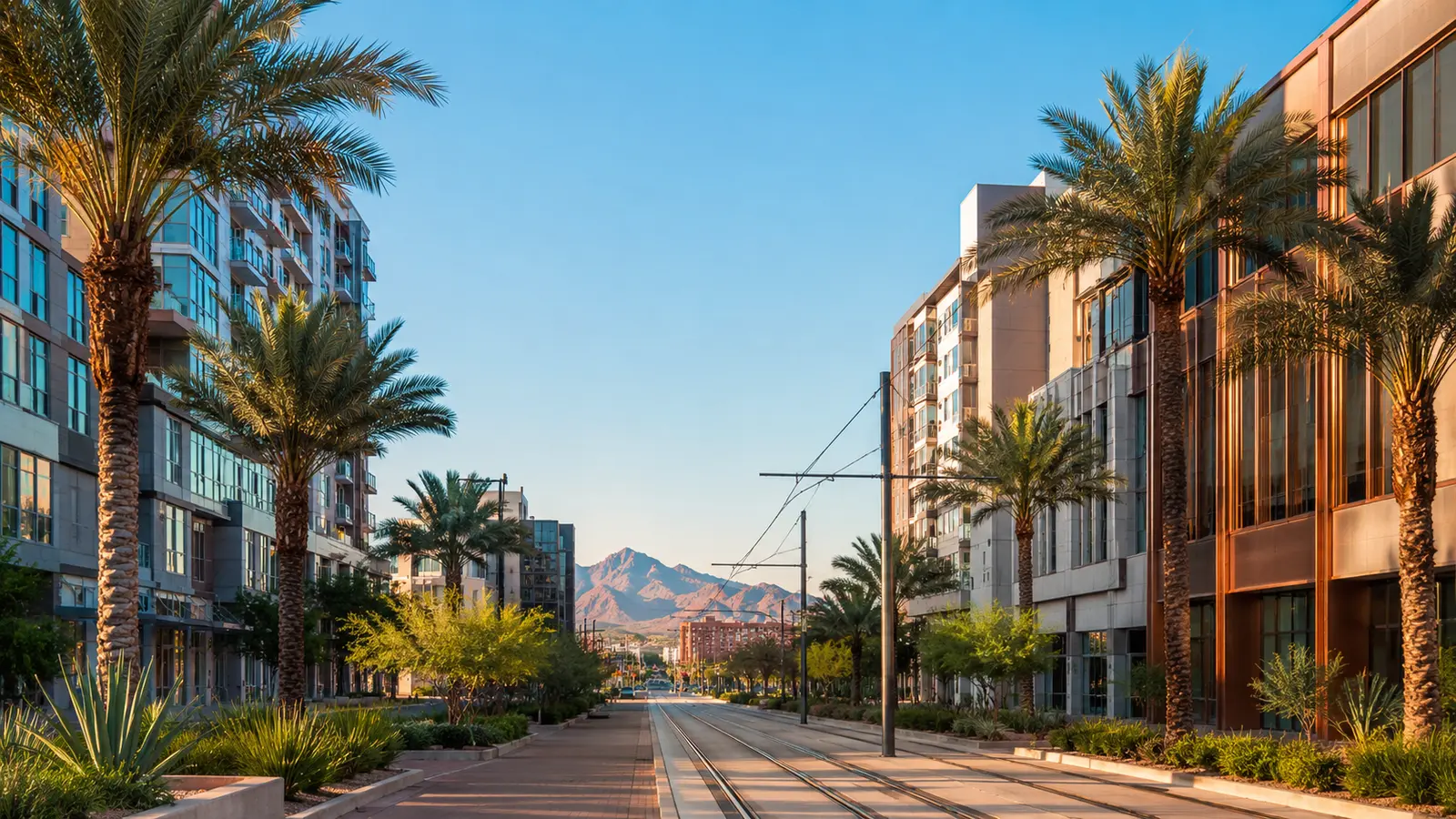 Downtown Phoenix–inspired Arizona streetscape used as a visit-planning image