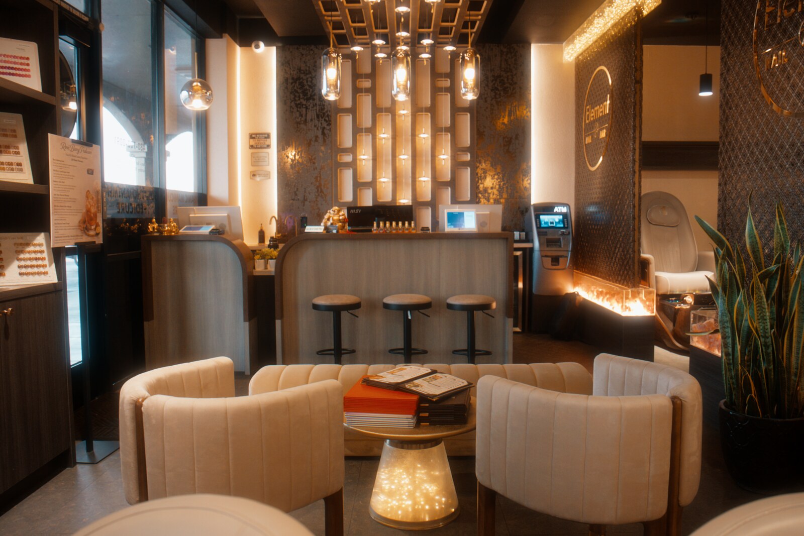 Actual lounge inside Element Nail Bar Downtown Phoenix